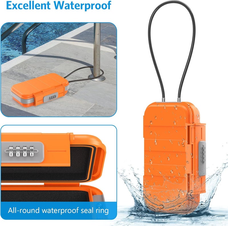 AMIR Portable Combination Lock Box, Security Case Lock Box with Code, Waterproof Anti-Theft Mini Travel Safe Box with Removable Chain, Portable Lock Box for Dorm Beach Hotel - Image 2